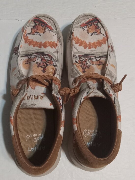 Ariat Men\'s Hilo Aloha Surfing Longhorn Print White Shoes 10D 10044512 main image 8